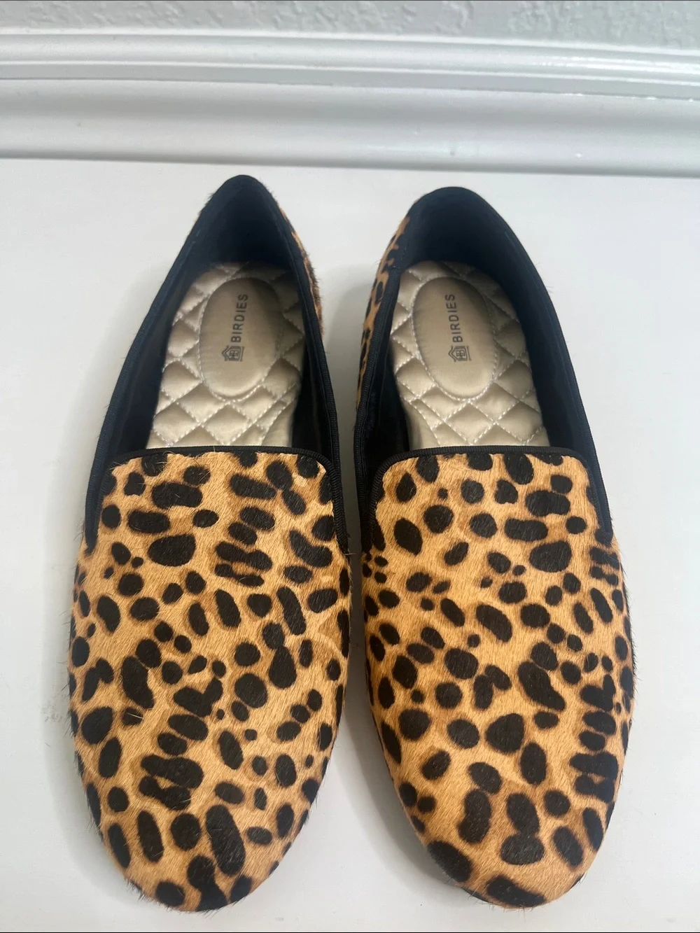 Birdies The Starling Cheetah Leopard Calf Hair Loafers Sz 7.5